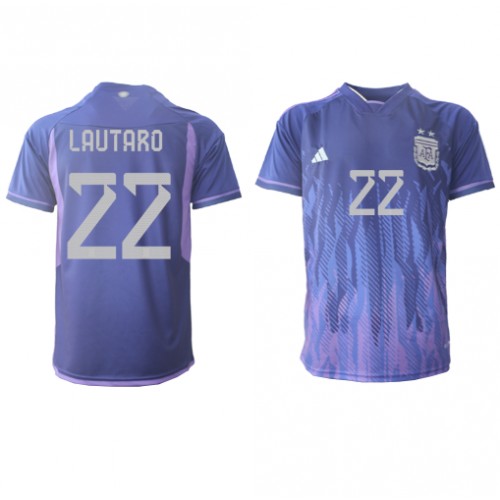 Maillot de foot Argentine Lautaro Martinez #22 Extérieur Monde 2022 Manches Courte